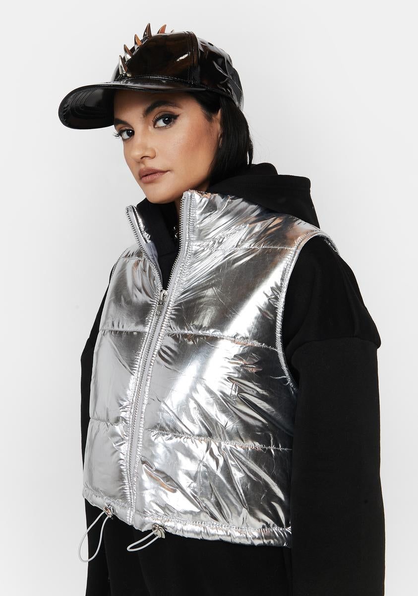 Silver Absolutely True Puffer Vest sold by Dolls Kill product image thumbnail 2