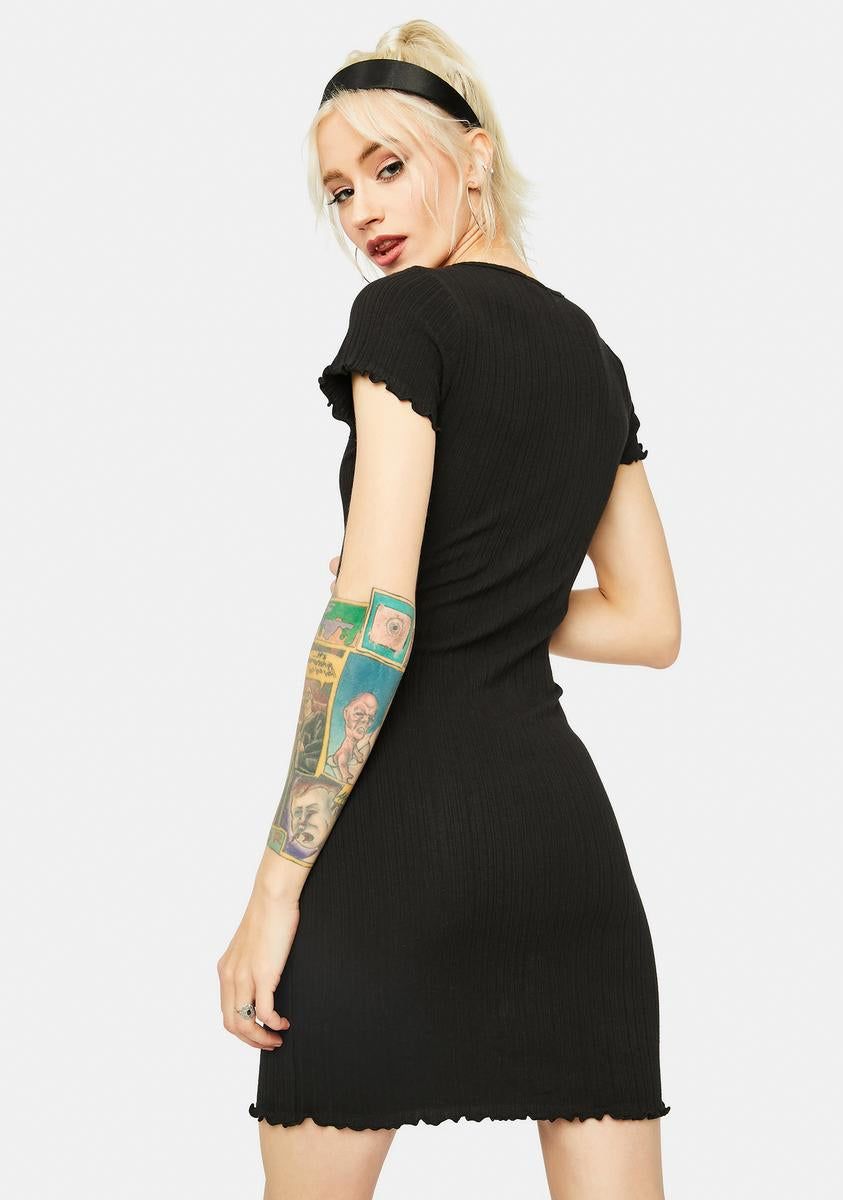 Time Well Spent Lettuce Trim Short Sleeve Mini Dress sold by Dolls Kill product image thumbnail 4