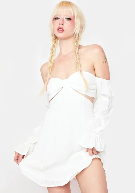 Champagne For Breakfast Off Shoulder Dress sold by Dolls Kill