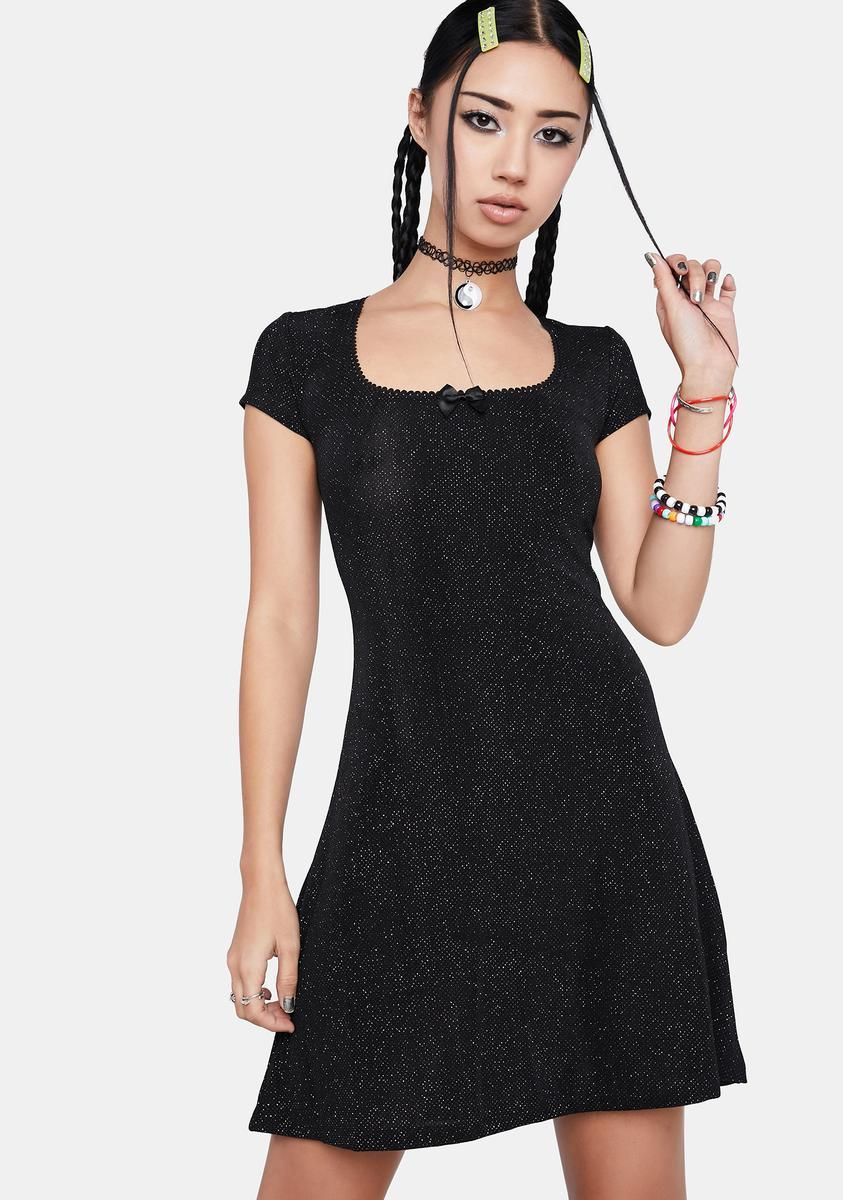 Lucky Caller Glitter Mini Dress sold by Dolls Kill