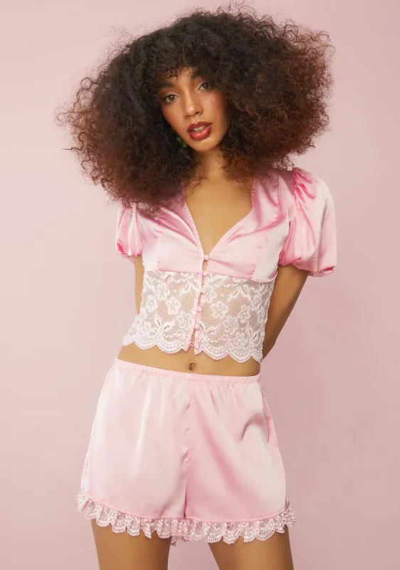 Sweet Milky Twilight Satin Lounge Set sold by Dolls Kill