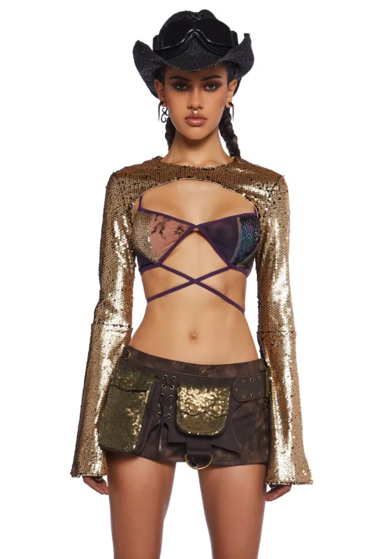 Apocalyptic Rodeo Sequin Shrug - Gold sold by Dolls Kill