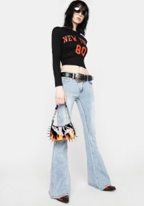 Rhapsody Low Rise Flare Jeans sold by Dolls Kill