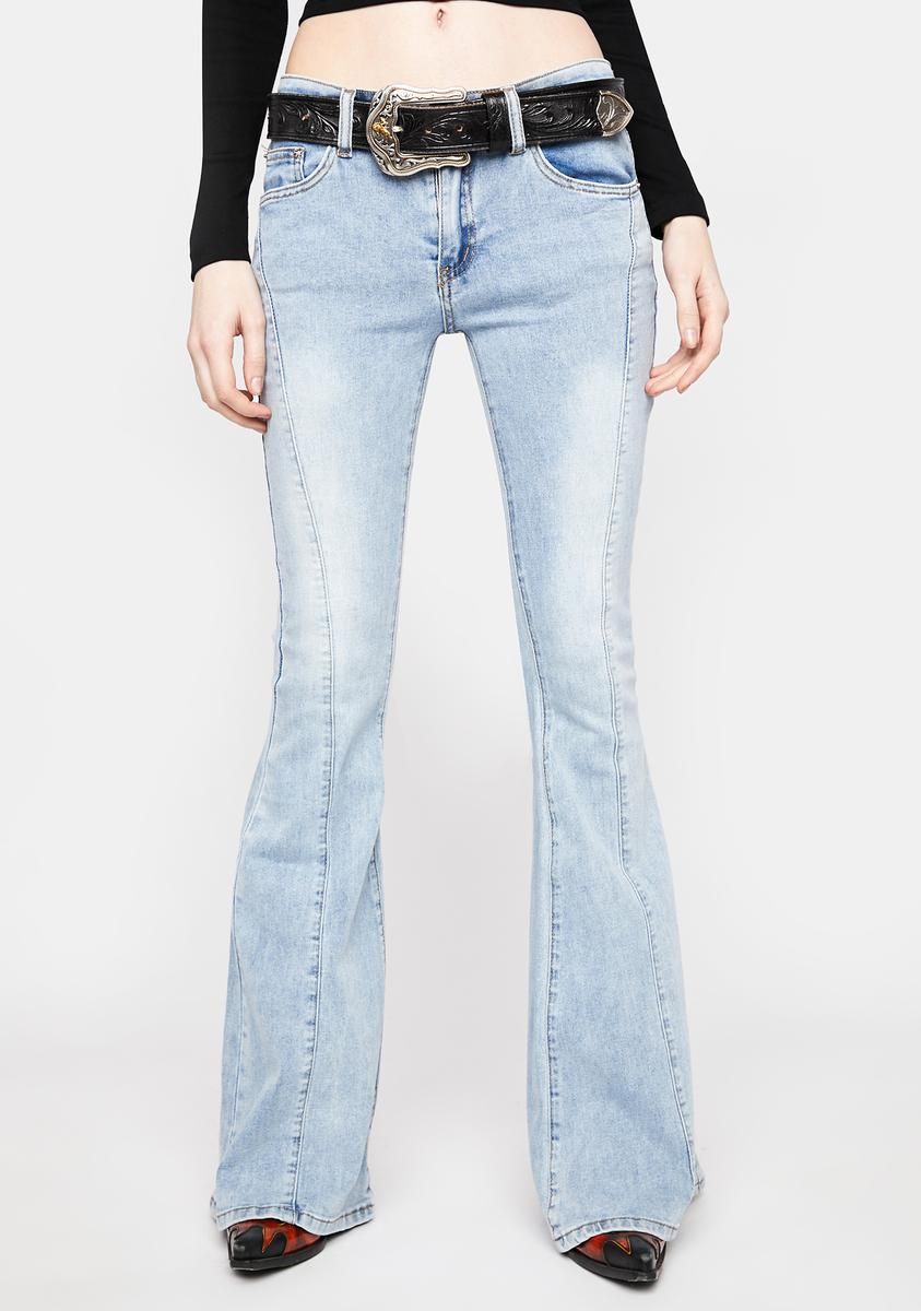 Rhapsody Low Rise Flare Jeans sold by Dolls Kill