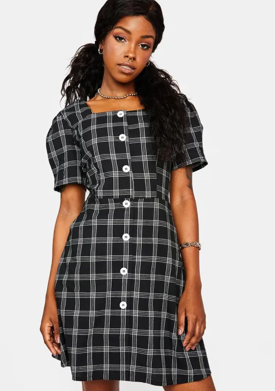 Noir Got You Addicted Plaid Mini Dress sold by Dolls Kill