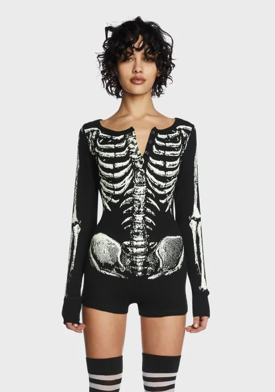 Rib By Rib Long Sleeve Romper sold by Dolls Kill