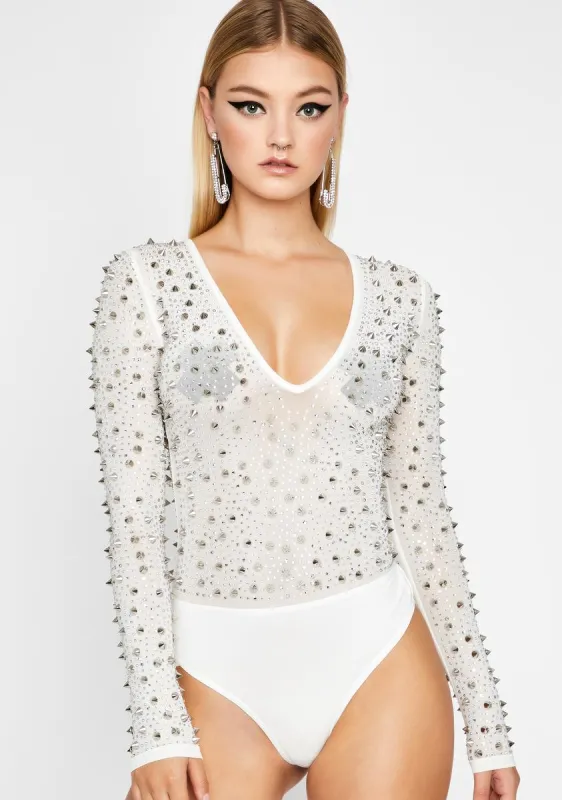 Angelic Killer Cute Studded Bodysuit sold by Dolls Kill