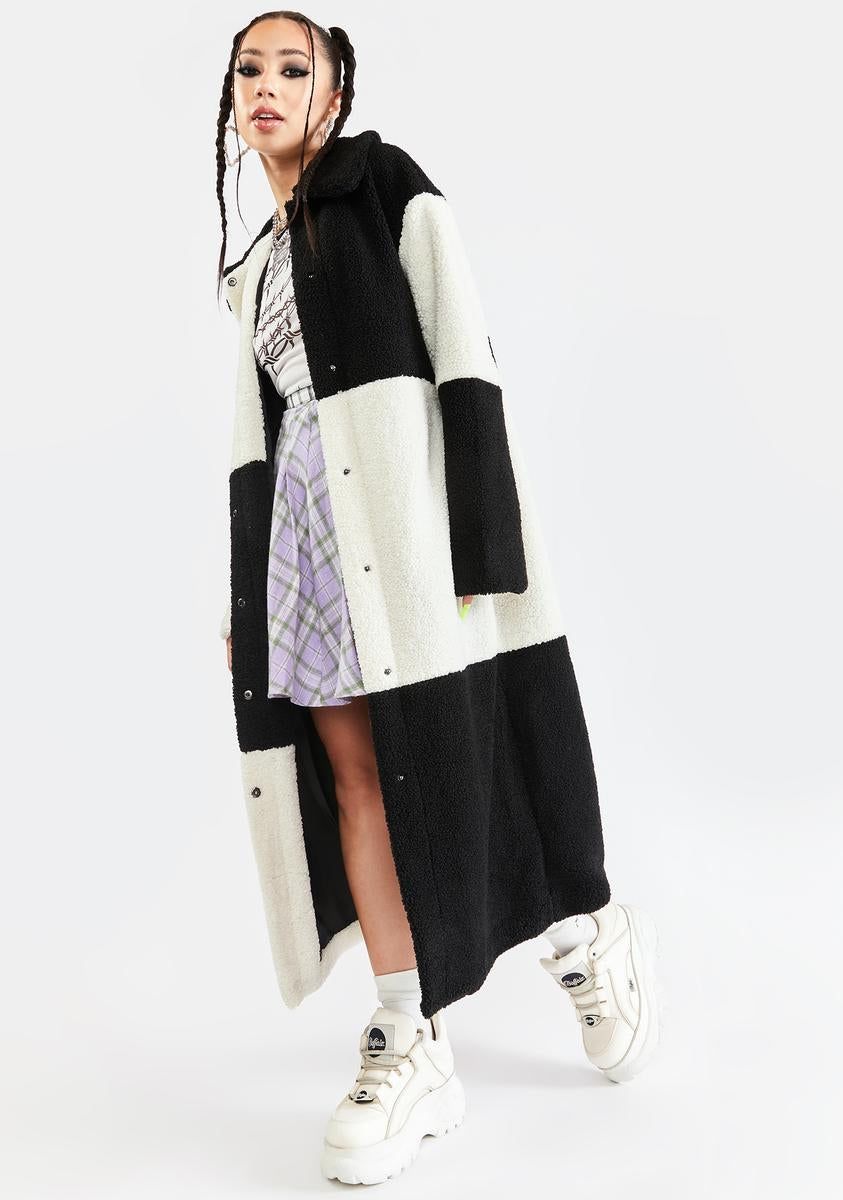 Black Cream Patchwork Coat sold by Dolls Kill product image thumbnail 2