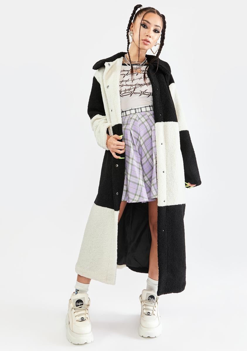 Black Cream Patchwork Coat sold by Dolls Kill product image thumbnail 3