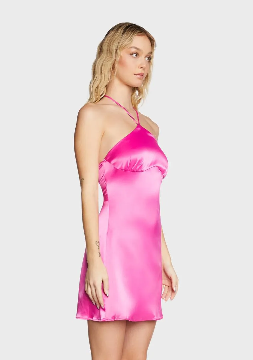 Pink Satin Halter Mini Dress sold by Dolls Kill product image thumbnail 3