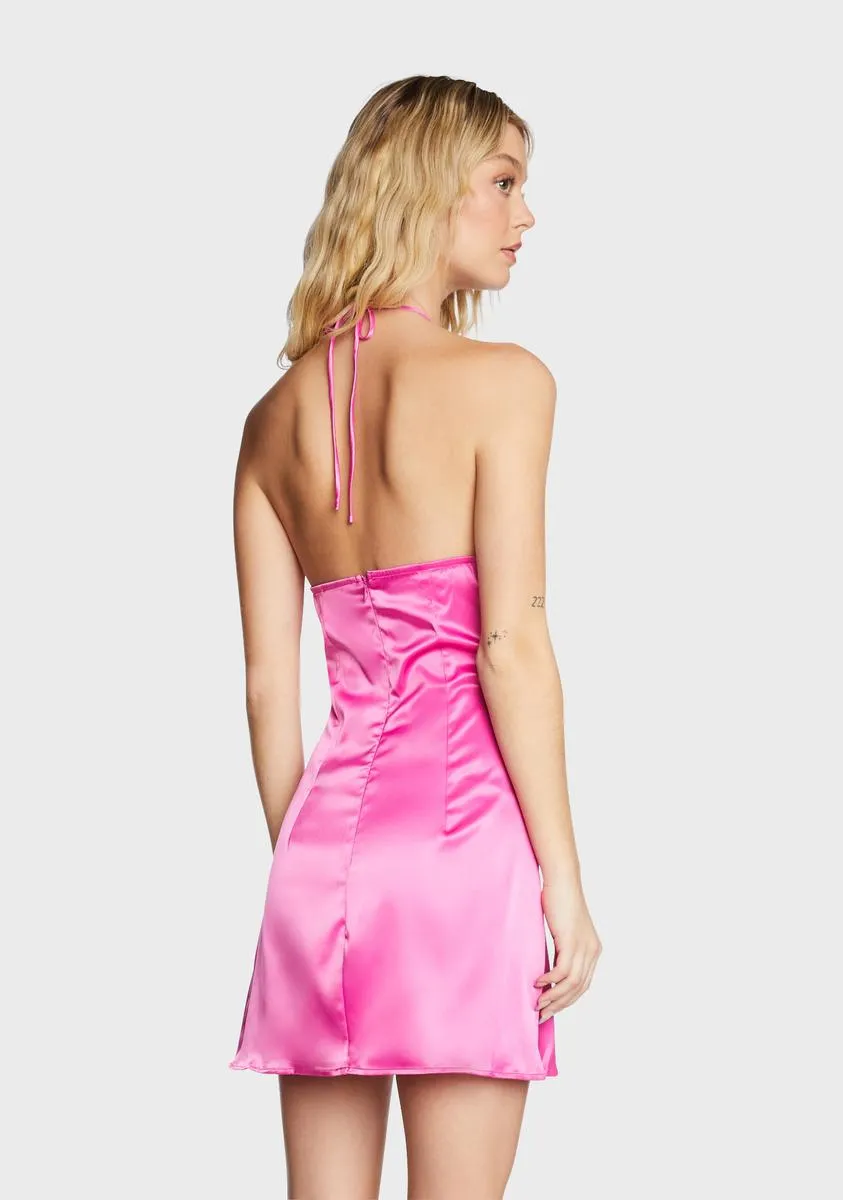 Pink Satin Halter Mini Dress sold by Dolls Kill product image thumbnail 4