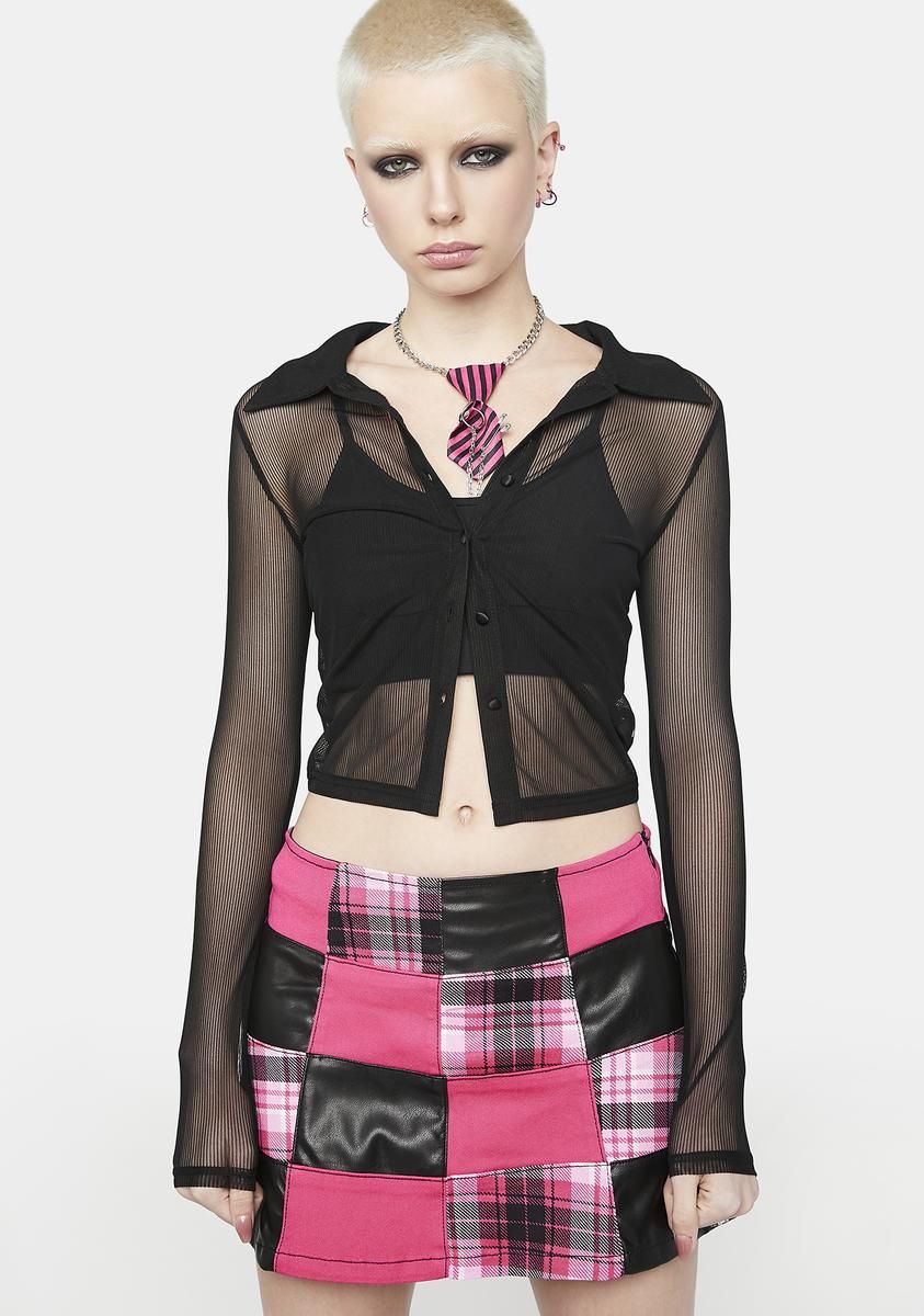 Midnight You Got Served Mesh Top sold by Dolls Kill