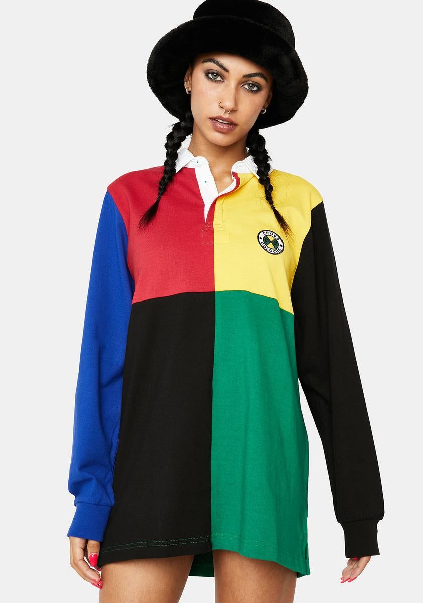 Color Block Long Sleeve Rugby Tee sold by Dolls Kill