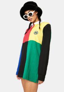 Color Block Long Sleeve Rugby Tee sold by Dolls Kill