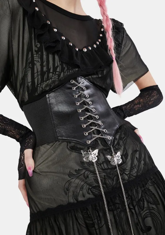 Wonder Trail Vegan Leather Corset sold by Dolls Kill