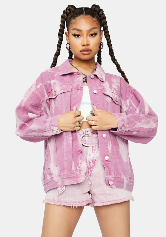Blush Go My Own Way Tie Dye Denim Jacket sold by Dolls Kill