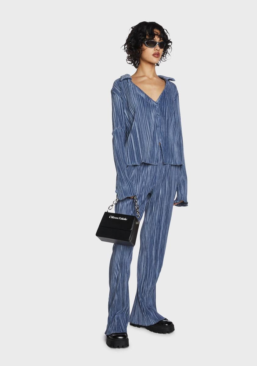 Blue Plisse Knit Collared Shirt sold by Dolls Kill product image thumbnail 5