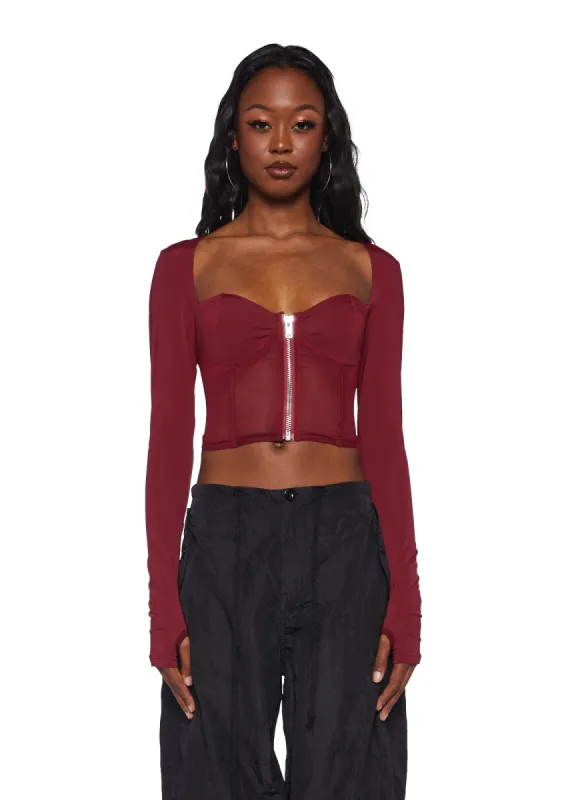 Do You Good Mesh Corset Top - Red sold by Dolls Kill