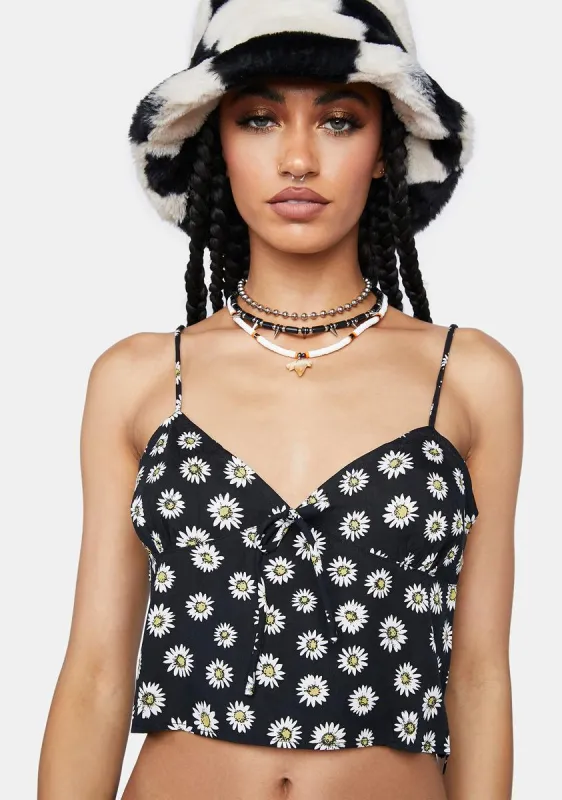 Grunge Daisy Black Harika Cropped Top sold by Dolls Kill