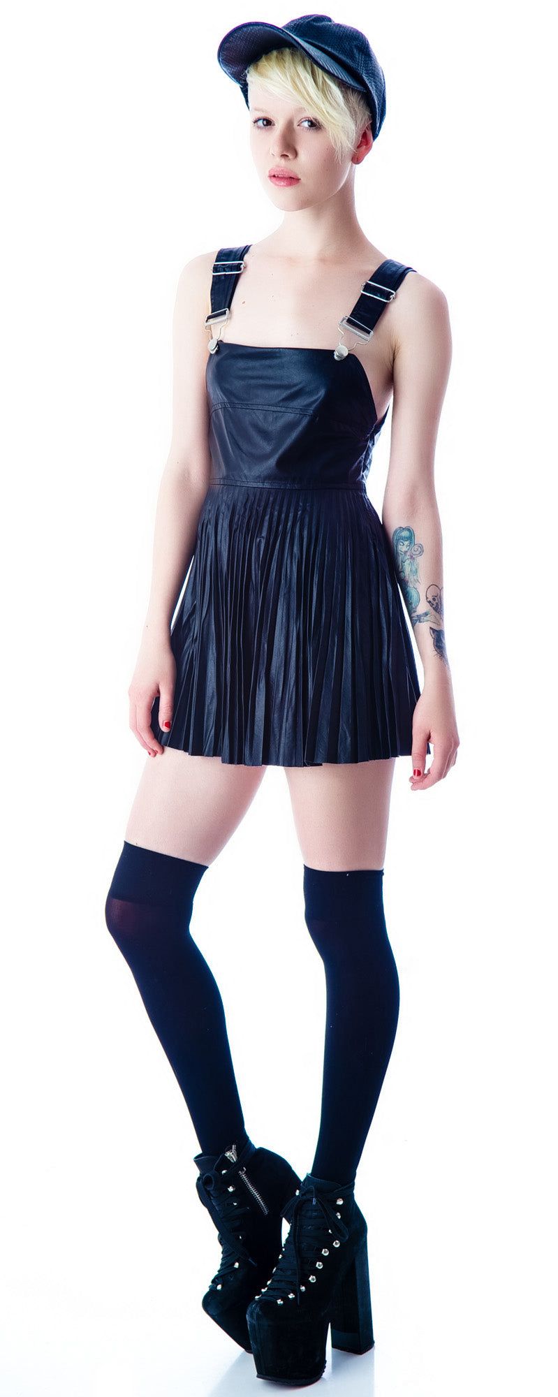 Greaser Pleated Overall Dress sold by Dolls Kill