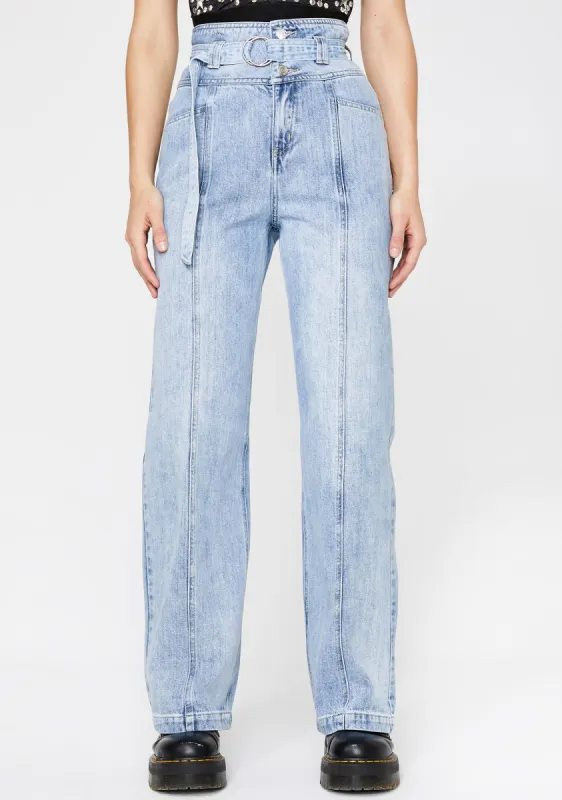 Fatal Distraction Wide Leg Jeans sold by Dolls Kill