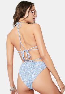 Springtime Foxy Tie Front Cheeky Bikini Bottoms sold by Dolls Kill