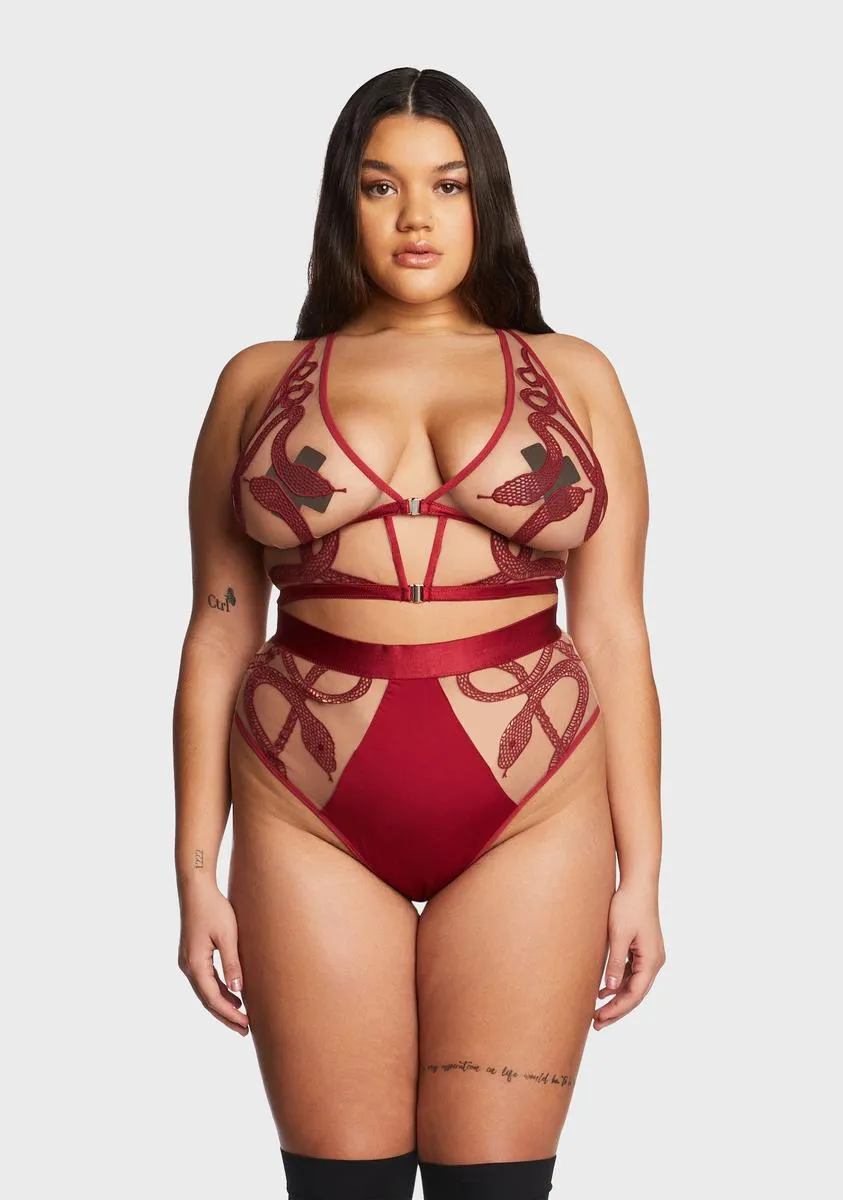 Plus Red Medusa Embroidered Bralette sold by Dolls Kill