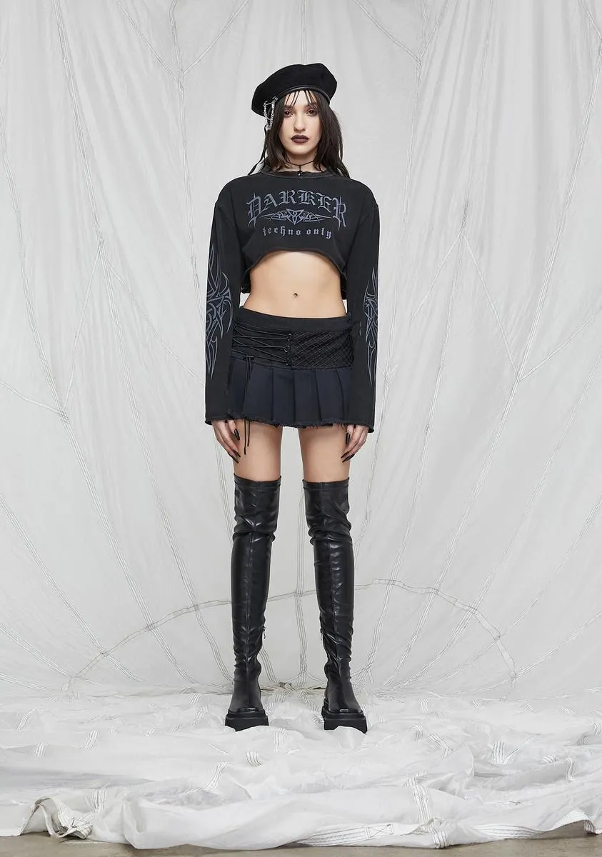 Synth Darker Techno Only Cropped Graphic Tee sold by Dolls Kill product image thumbnail 3