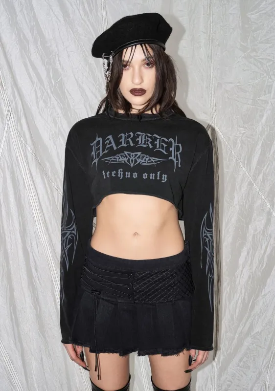 Synth Darker Techno Only Cropped Graphic Tee sold by Dolls Kill