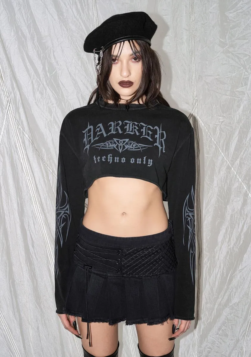 Synth Darker Techno Only Cropped Graphic Tee sold by Dolls Kill