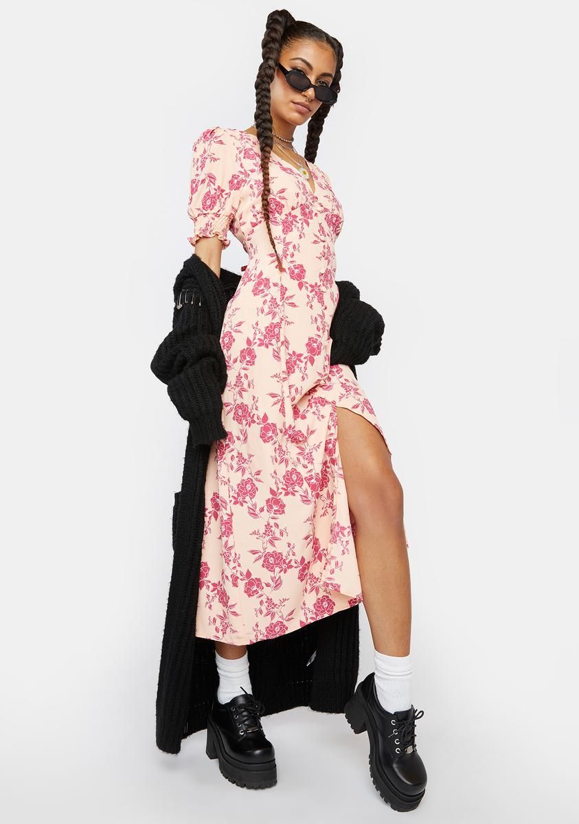 Peach Pink Midi Floral Dress sold by Dolls Kill product image thumbnail 2