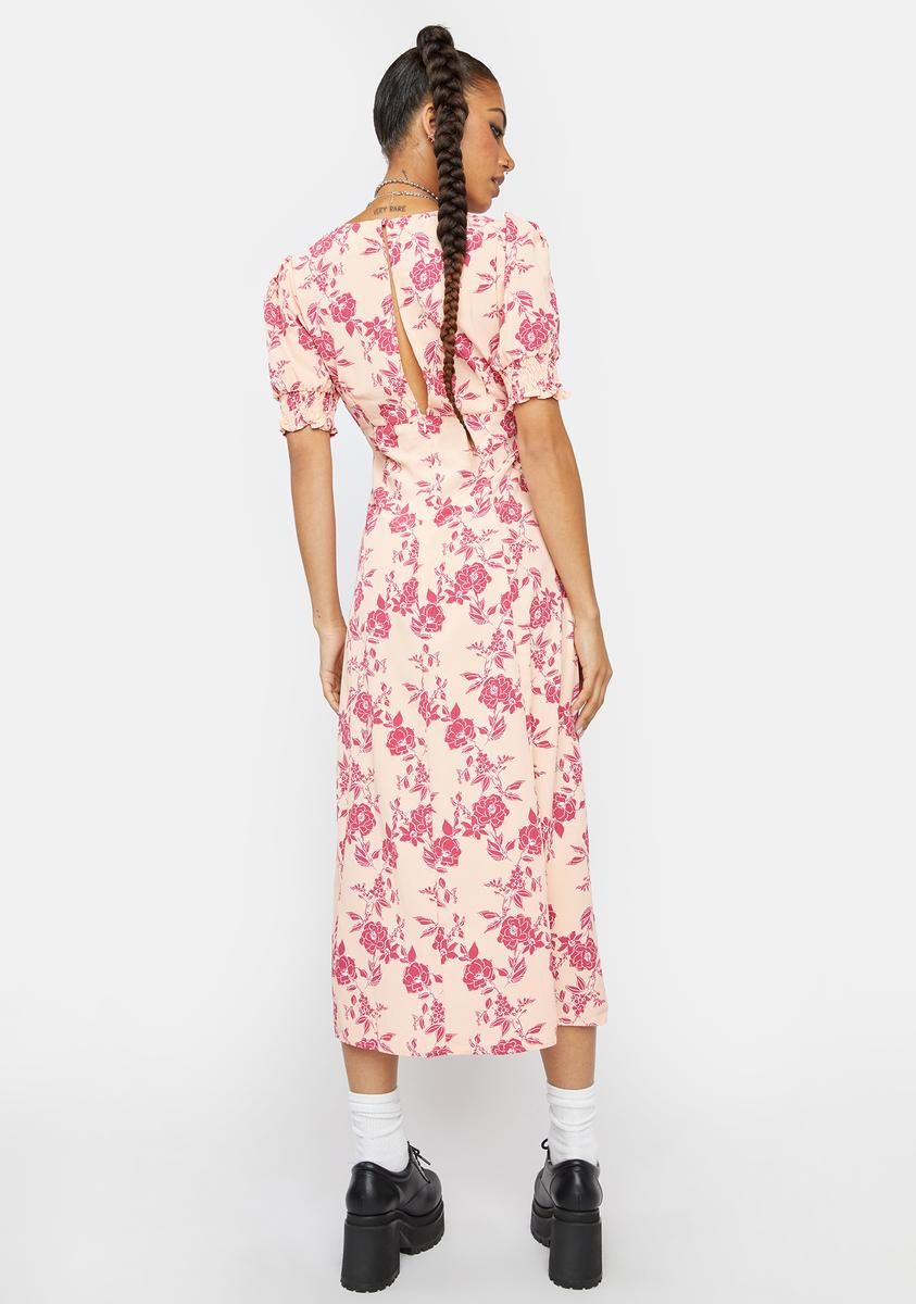 Peach Pink Midi Floral Dress sold by Dolls Kill product image thumbnail 3