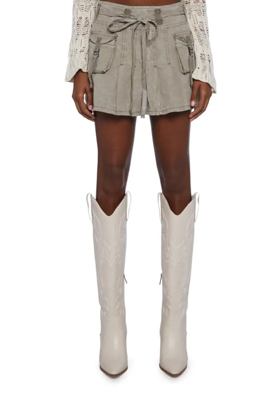 Cargo Pleated Mini Skirt sold by Dolls Kill