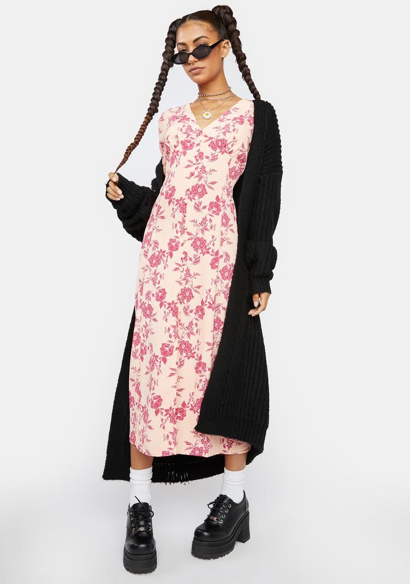 Peach Pink Midi Floral Dress sold by Dolls Kill product image thumbnail 4