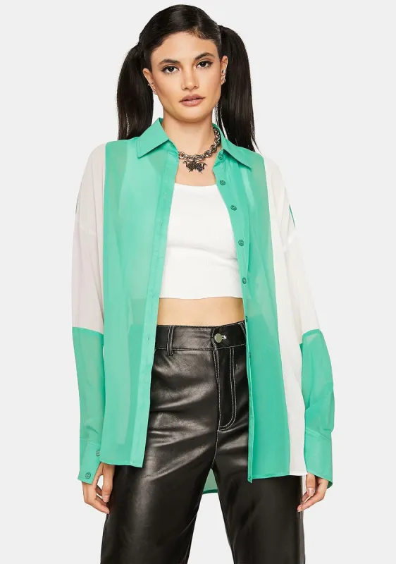 Minty Borrowed Notes Color Block Blouse sold by Dolls Kill