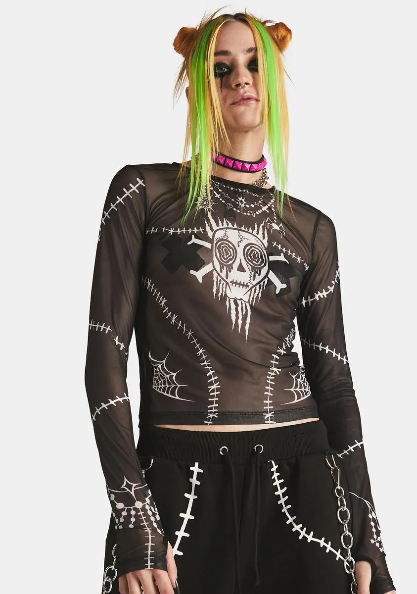 Broken Bonez Mesh Top sold by Dolls Kill