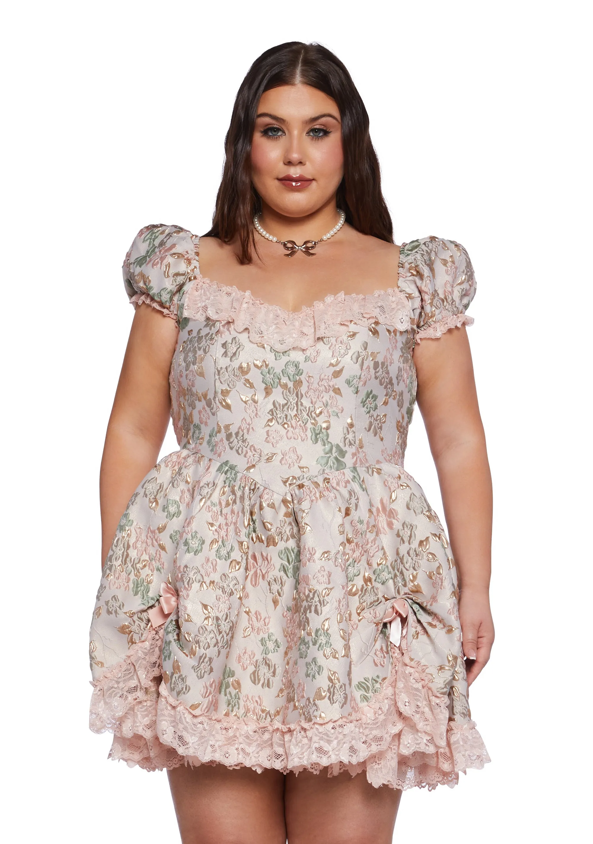 Plus Tea And Circumstance Brocade Mini Dress - Pink | Parallel