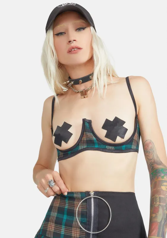 Saved By The Bell Plaid Bra Top sold by Dolls Kill