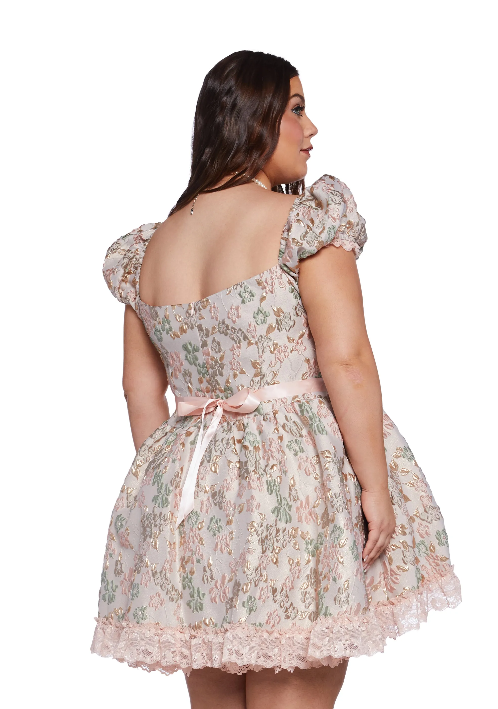 Plus Tea And Circumstance Brocade Mini Dress - Pink sold by Dolls Kill product image thumbnail 3