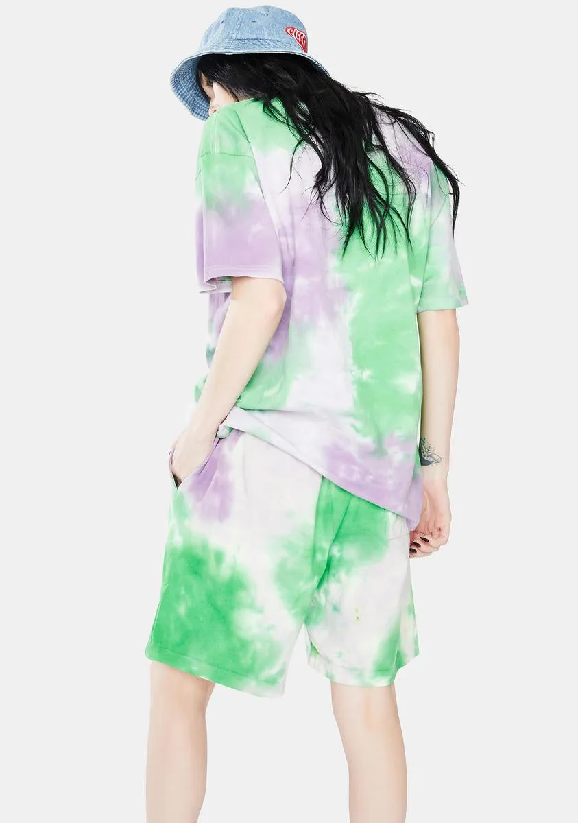 Smiley Multi Tie Dye Sweatshorts sold by Dolls Kill product image thumbnail 4