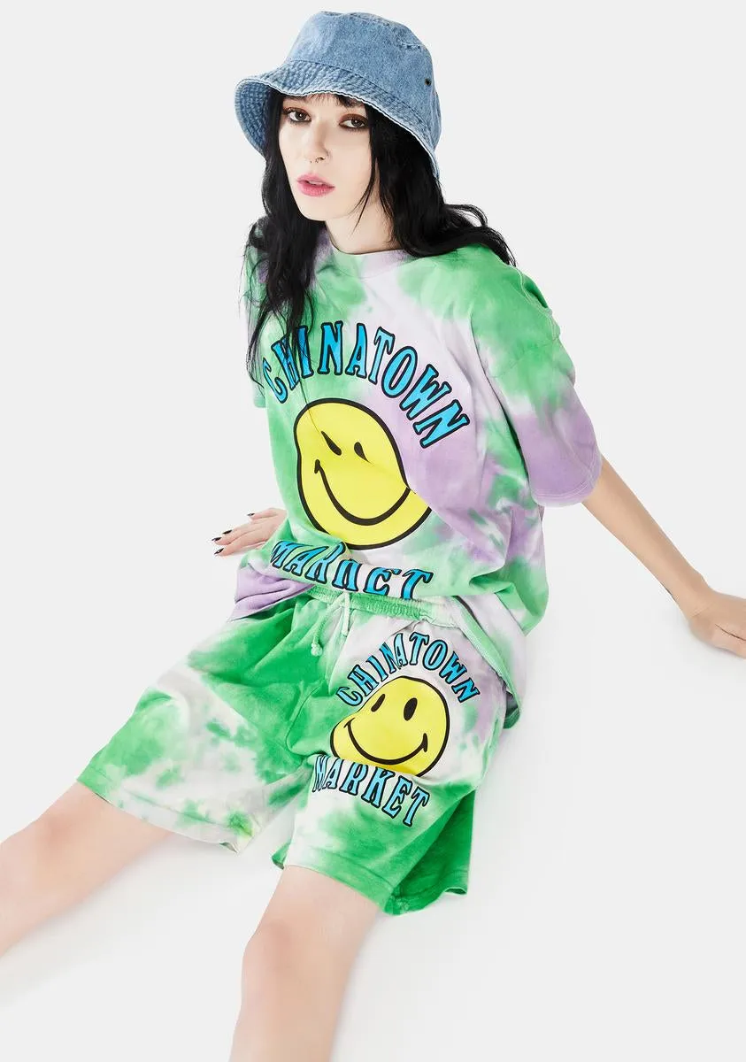 Smiley Multi Tie Dye Sweatshorts sold by Dolls Kill product image thumbnail 2