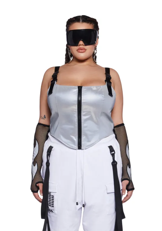 Plus Hologram Party Corset Top sold by Dolls Kill