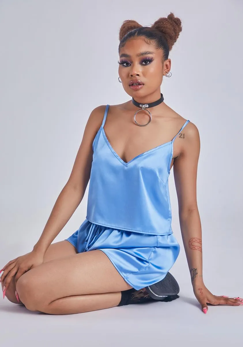 Chambray Rise Of The Moon Satin Shorts Set sold by Dolls Kill product image thumbnail 2