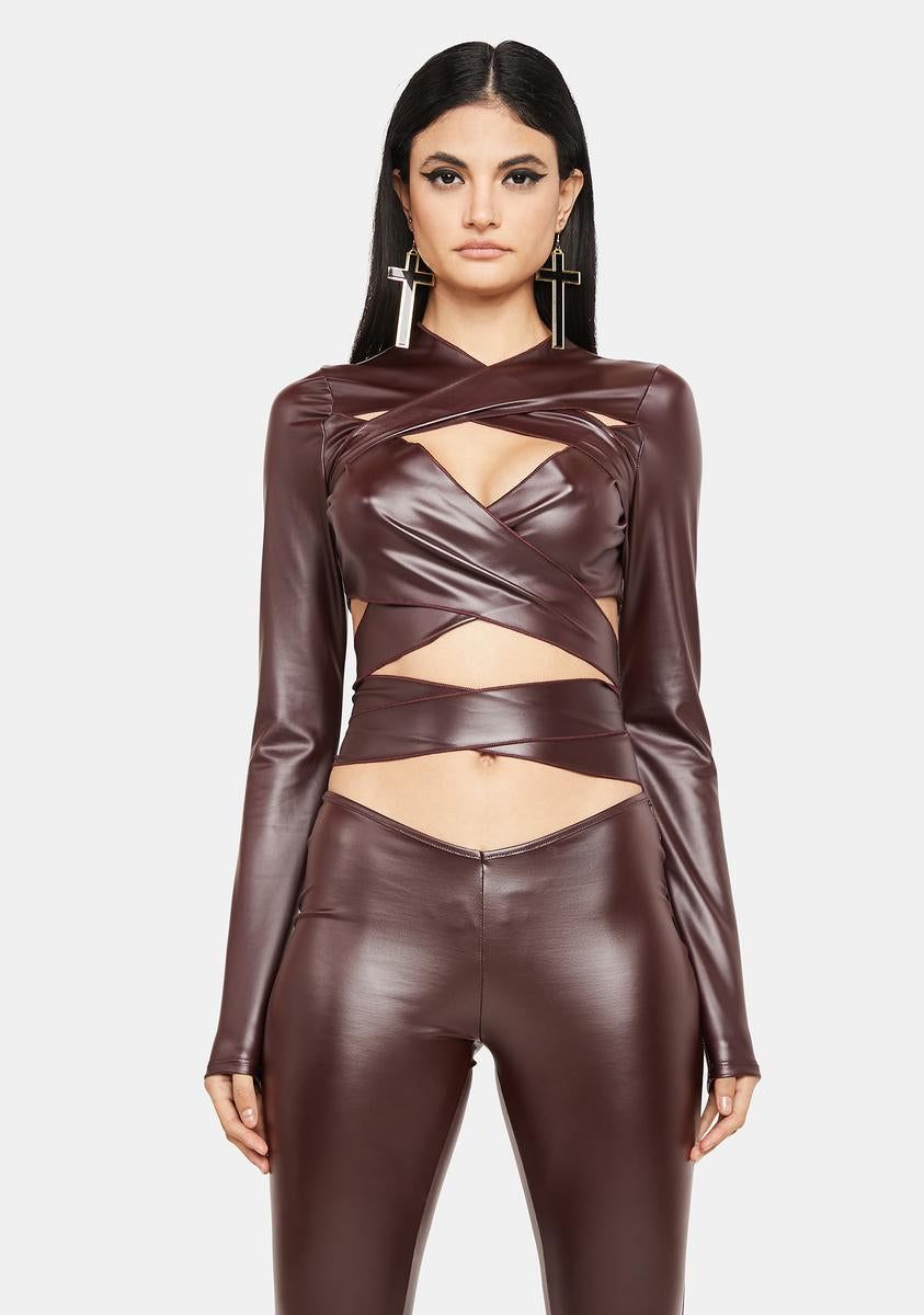 Vamp Go Outside Vegan Leather Pants Set sold by Dolls Kill
