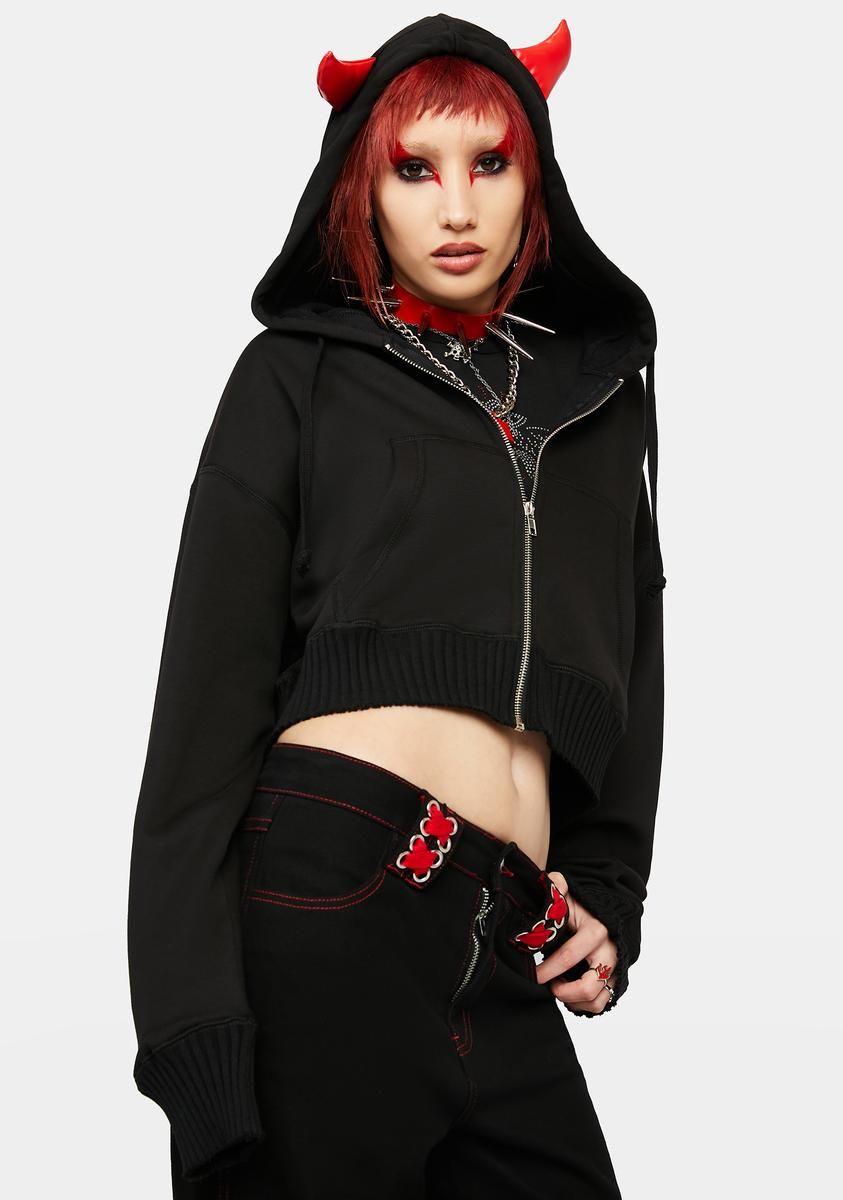 Crafty Devil Cropped Hoodie sold by Dolls Kill product image thumbnail 2