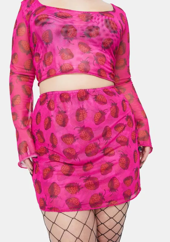 Plus Strawberry Mesh Mini Skirt sold by Dolls Kill