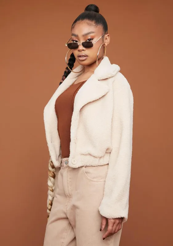 Mocha It's A Mood Teddy Moto Jacket sold by Dolls Kill