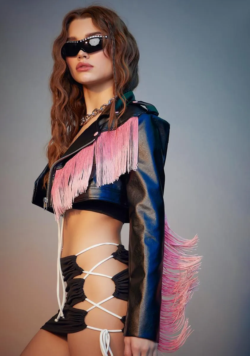 Bite The Dust Fringe Moto Jacket sold by Dolls Kill product image thumbnail 2