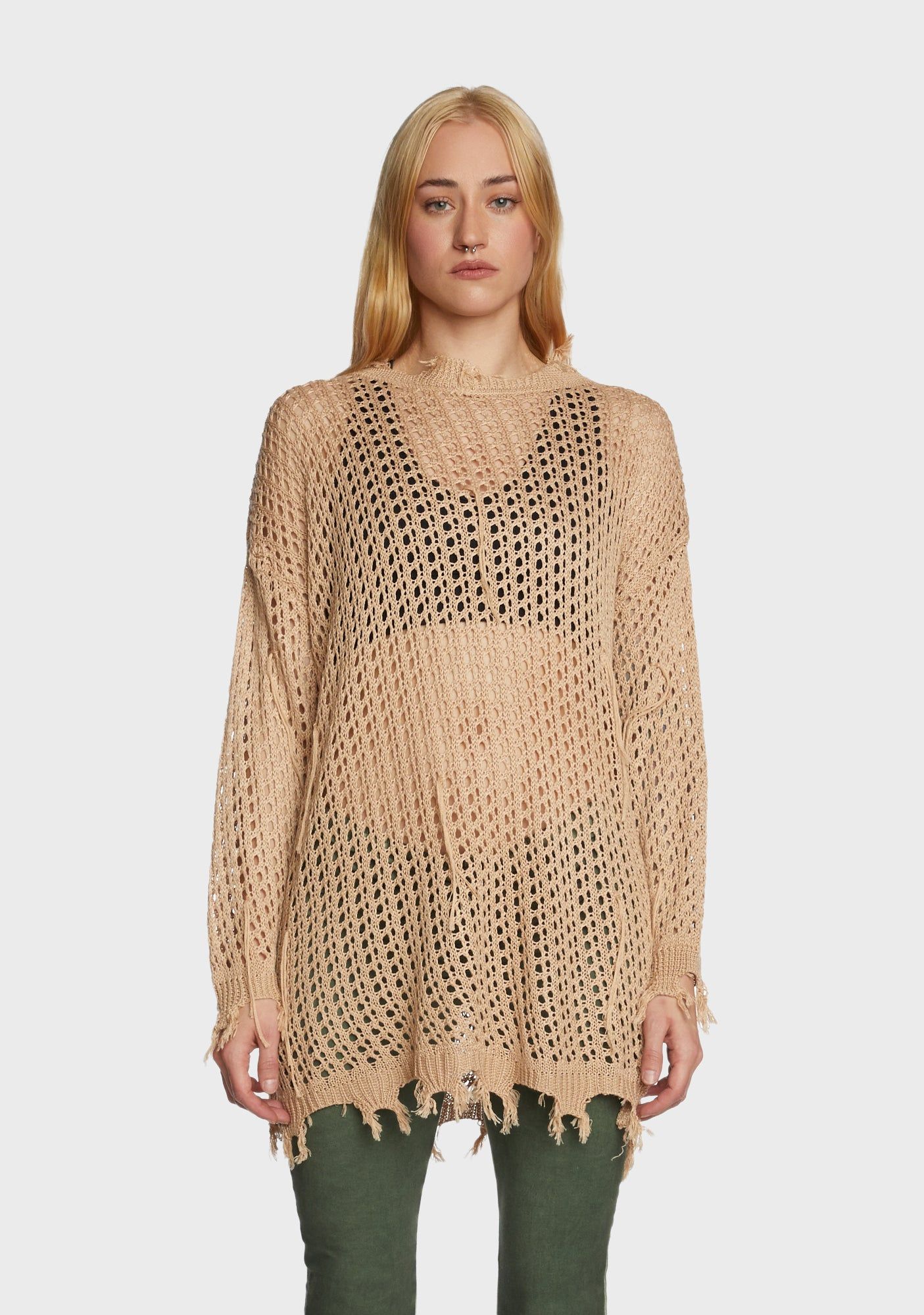 Quick Timing Crochet Top - Brown sold by Dolls Kill