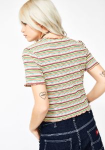 Blushin' Girl Talk Striped Tee sold by Dolls Kill